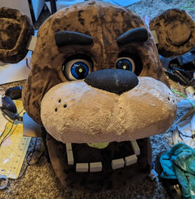 Wearable Freddy Fazbear Head (eyes light up, can move side to side, and eyelids and eyebrows can move up and down)